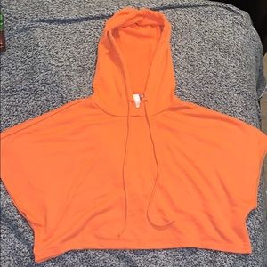 Orange poncho crop top with hoodie